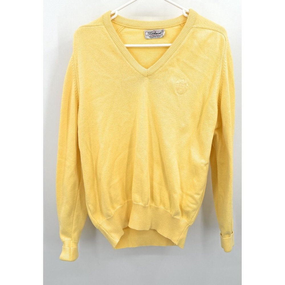 Vintage Titleist Golf Sweater Men's Size L Yellow‎  Knoll Wood Club